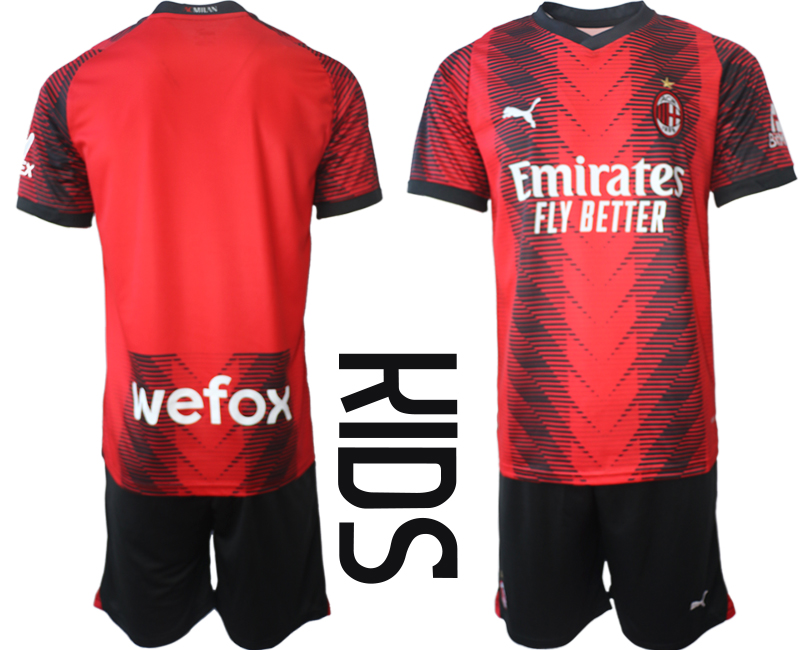 Youth 2023-2024 Club AC Milan home soccer jersey->ac milan jersey->Soccer Club Jersey